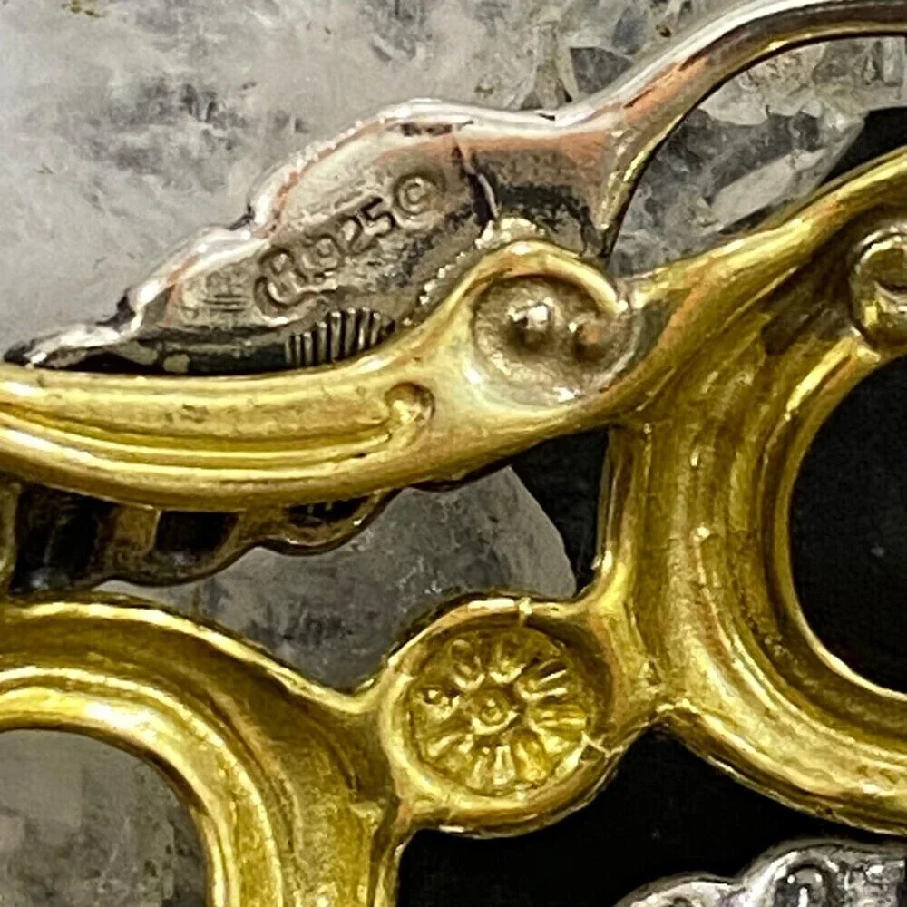 Carolyn Pollack Vintage Sterling Silver & Brass Floral Design Bracelet For Women